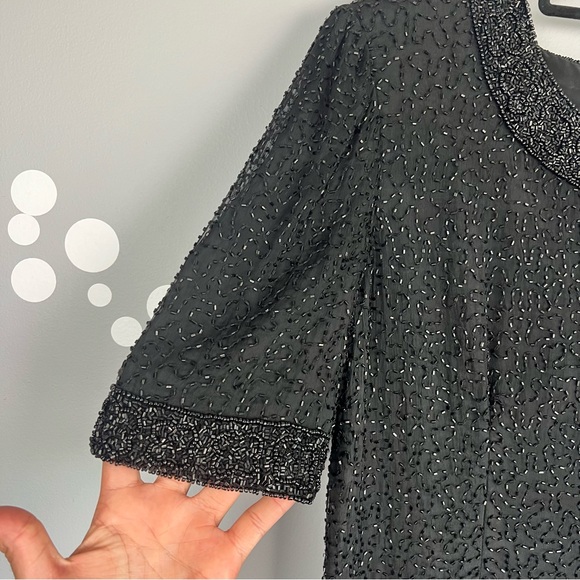Mark & John By Gopal Vintage Beaded Silk Dress Size L Black - Picture 2 of 9